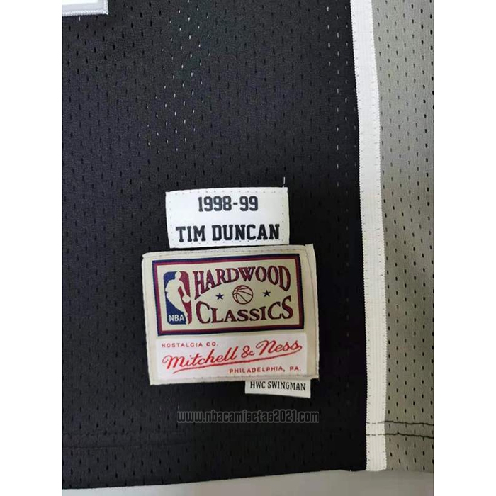 Camiseta San Antonio Spurs Tim Duncan #21 Mitchell & Ness 1998-99 Negro2